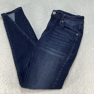 KanCan Jeans Womens Sz 5 26 Blue Kahlo Skinny Ankle Mid Rise Dark Wash 25x25